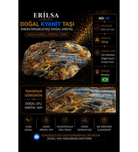 Sertifikalı Doğal Kyanit Taşı Ham Kristal Kütle Dekoratif Kaya No 30