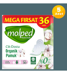Molped Pure Soft Hijyenik Ped Uzun Mega Fırsat 36'lı 5 Paket