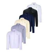 ALTILI SET G674 DEWBERRY ERKEK GÖMLEK-SİYAH-BEYAZ-LACİVERT-GRİ-SARI-LİLA (Karışık)
