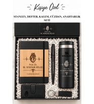 Kişiye Özel Hediye Seti Stanley Termos & Defter & Kalem & Anahtarlık & Cüzdan Premium Hediye Seti