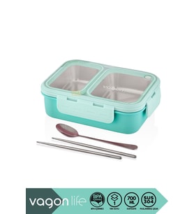 Bento 700ml Tek Katlı 2 Bölmeli Çelik Sefer Tası Yemek Kutusu