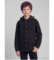 LCW Kids Siyah Kapüşonlu Erkek Çocuk Jean Gömlek