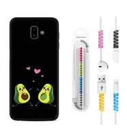 Samsung J6 Plus J7 Prime J7 Pro M20 Kılıf Kablo Koruma Spiral Silikon Aşık Avokadolar 1642