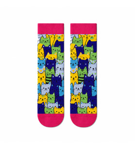 Carnaval Renkli Kediler Unisex Soket Çorap