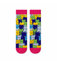 Carnaval Renkli Kediler Unisex Soket Çorap