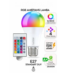 Şerit LED Rgb Led Lamba ampül Kumandalı Ambiyans Aydınlatma Tasarruflu Renk Değiştiren Led Işık