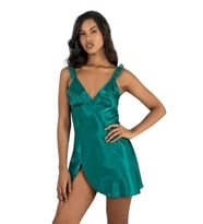 Arias Closet Zümrüt Kısa Saten Gecelik 8237