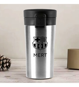 Kişiye Özel Paslanmaz Çelik 380 ml Vakumlu Takım Logosu Baskılı Termos - Isı Yalıtımlı, Sızdırmaz Kapak (Metal)