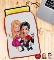 BK Gift Kişiye Özel Sevgililer Karikatürlü Taşınabilir Koruyucu Tablet Kılıfı & Organizer Çanta - Turuncu-9