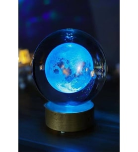 Renk Değiştiren Led Işıklı Dolunay Pilli Cam Küre 6 Cm