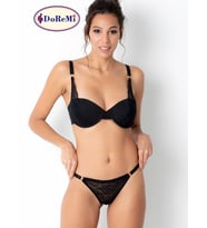 Dark Intence Push-Up Dolgulu Dantel Detaylı Sütyen Takım (Siyah)