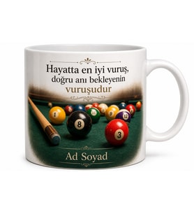 İsimli Bilardo Desenli Baskılı Kupa Bardak Bilardo Severlere Özel Hediye