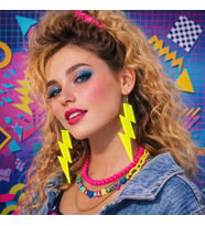 80 ler 90 lar Retro Neon Sarı Şimşek Küpe 10 cm