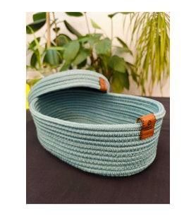 Oval Jüt Hasır Sepet, Kapaklı Organizer 30x20x24, Şık ve Fonksiyonel