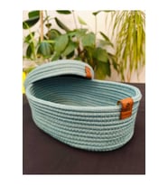 Oval Jüt Hasır Sepet, Kapaklı Organizer 30x20x24, Şık ve Fonksiyonel