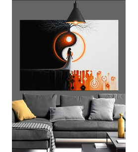 Yin Yang Denge Sembolü Dekoratif Kanvas - Mdf Ahşap Tablo