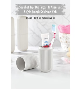 Beyaz Seyahat Tipi Diş Fırçası & Aksesuar Kutusu & Çok Amaçlı Saklama Kabı