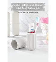 Beyaz Seyahat Tipi Diş Fırçası & Aksesuar Kutusu & Çok Amaçlı Saklama Kabı
