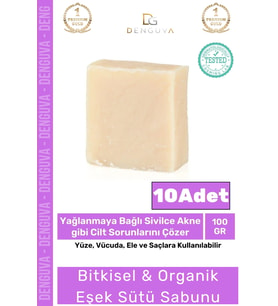 %100 Doğal Bitkisel El Yüz Vücut Saç Cilt Orijinal Vegan 10'lu Eşek Sütü Sabunu