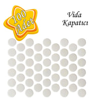 100 ADET Beyaz Vida Kapatıcı  Yapışkanlı Vida Tapası Tıpası Kapağı Vida Gizleyici