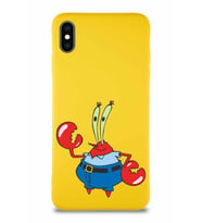 Apple iPhone XS Max Soft Premier Kapak Bay Yengeç Tasarımlı Silikon Kılıf - Sarı (Şeffaf)