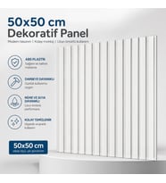 50cm x 50cm 1 Adet 3D Abs Malzeme PVC Dayanıklı Duvar Paneli Silinebilir Lambiri Model Beyaz Panel