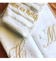 Kişiye Özel Nakışlı Kadife Beyaz El Havlusu 3 lü Set 30x50 Cm