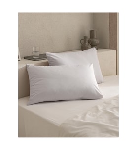 Manon %100 Pamuk Ranforce Düz 2'li Yastık Kılıfı Seti - Taş