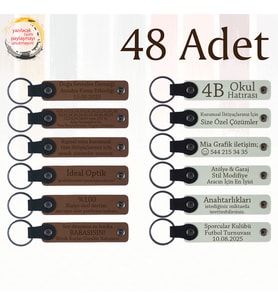 A Kahve & Beyaz, Öğrenciler İçin Kalıcı Bir Hatıra, 48’li Set, Kişiye Özgü Yazılı Deri Anahtarlık