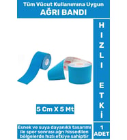 Kas Bel Bacak Kol Boyun Sırt Omuz Karın Kalça Spor 5 Metre Isı Ağrı Bandı Mavi
