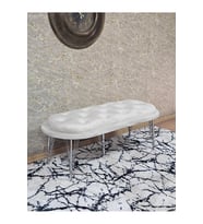 Ufo Oturak Bench - Krom Kaplama Telli Ayak - Oturak - Bench - Puf - Yatak Ucu Pufu Krem Renk 100 x 50 Boyut/Ebat (Çok Renkli)