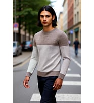 Erkek Slim Fit Bisiklet Yaka Çizgili Triko Kazak Kış Günleri İçin Modern ve Rahat Bir Seçenek