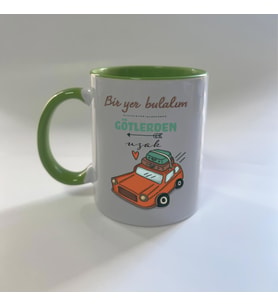Bir Yer Bulalım Götlerden Uzak Baskılı Yeşil Mega Kupa