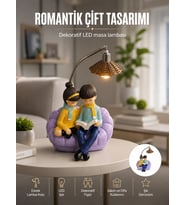Romantik Çift Figürlü Okuyan Çift Masa Lambası Dekoratif LED Aydınlatma