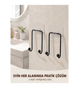 2'li Yapışkanlı Duvar Askısı Mutfak Banyo Ev İçin Askılık