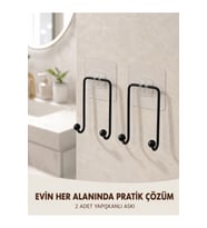 2'li Yapışkanlı Duvar Askısı Mutfak Banyo Ev İçin Askılık