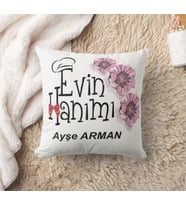 Kişiye Özel 1.Kalite Kadife İpeksi Evin Hanımı Saten Yastık