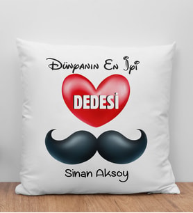 BK Gift Kişiye Özel Dünyanın En İyi Dedesi Tasarımlı Beyaz Kırlent Yastık, Ev Hediyesi, Doğum Günü Hediyesi
