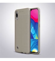 Samsung Galaxy M10 Kılıf Deri Tarzı Niss Silikon Case (Gri)
