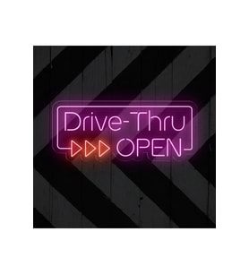 Drive-Thru OPEN Yazılı Neon Tabela