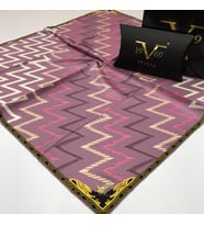 ZigZag Desen Black Seri Twill Eşarp Eşarp Askısı ile Birlikte 90x90 cm Gül Kurus