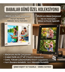 Akrilik İkili Fotoğraf Çerçevesi - 13x18cm-baskılar dahil (Beyaz)