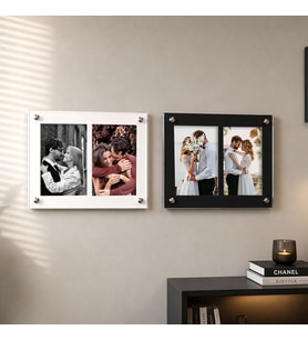 Akrilik İkili Fotoğraf Çerçevesi - 13x18cm-baskılar dahil (Beyaz)