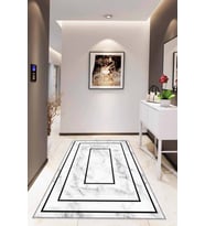 Siyah Çerçeveli Kaymaz Taban Makinede Yıkanabilir Halı RV008 - 100 x 160 cm