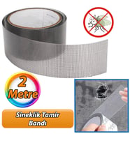 Yapışkanlı Sineklik Tülü Tamir Bandı Yırtık Kopmuş Delik Fiber Tül Yapıştırma Siyah 48 mm x 2 Metre