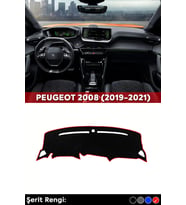Peugeot 2008 (2019-2021) 3d Torpido Koruma Kılıfı - Ön Göğüs Kaplama - Kırmızı Şerit