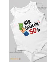 Bir Öpücük 50TL Sıfır Kollu Bebek Zıbını %100 Pamuk