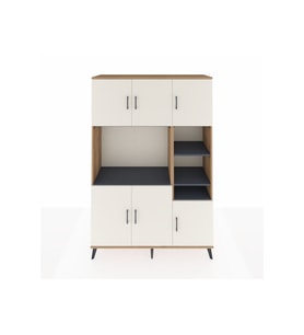 Hyperion Dolap 10 Raflı 6 Kapaklı 132x44x195 Çam-Aytaşı/Antrasit