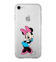 Apple iPhone SE 2022 Uyumlu Kapak Minnie Mouse Tasarımlı Şeffaf Silikon Kılıf