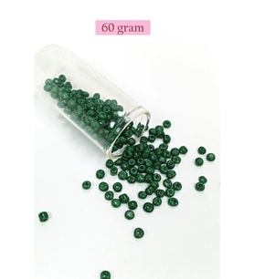 Dökme Cam Kum Boncuk Büyük Boy (6/0) 4 mm - 60 Gram - Koyu Yeşil - BNC140
